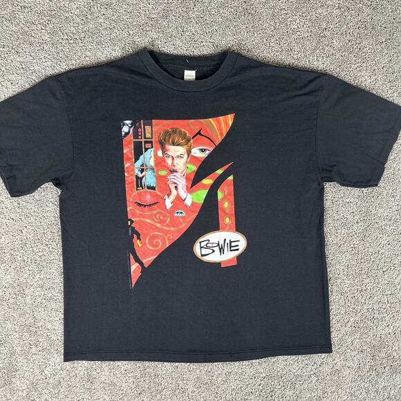 Vtg David Bowie Shirt Men XL (Fits M) Black Ziggy Stardust Sound Vision Tour 90’ - Picture 2 of 11